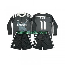 Camisolas de futebol Real Madrid Bale 11 2014 2015 Retro Criança Equipamento 3ª Manga Comprida